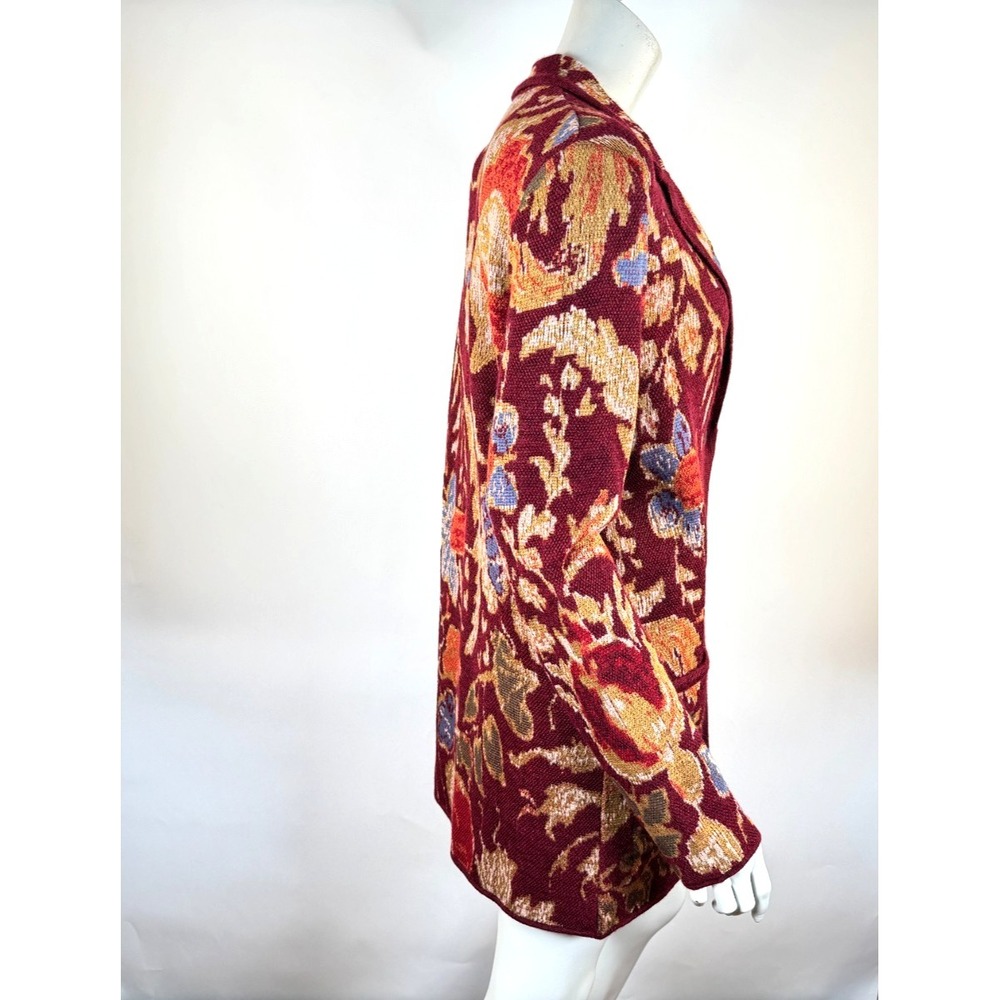 Peruvian Connection Baby Alpaca Wool Cardigan Women M EUC Long Sleeve Floral - Picture 4 of 12